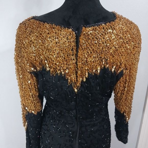 VINTAGE GOLD SEQUIN DRESS - Picture 3 of 7
